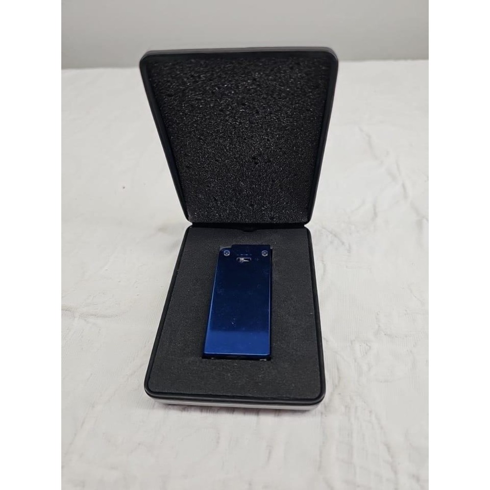SAROME Electric Lighter Blue Metal Case‎ Japan Handcrafted